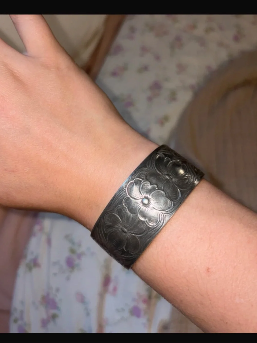 Salisbury Pewter Cuff Bracelet- Flower of the Month- July